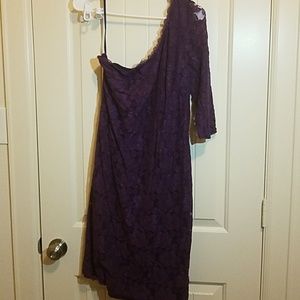Off shoulder purple lace dress